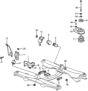 1983 Honda Accord Rubber, Engine Side Insulator Diagram for 50821-SA5-010