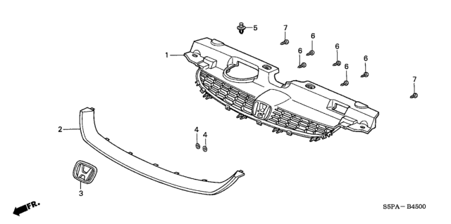 2005 Honda Civic Front Grille Diagram