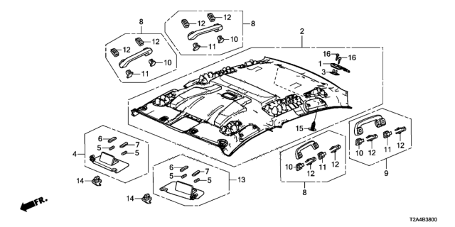 2016 Honda Accord Lining Assy., Roof *YR449L* (CASHMERE IVORY) Diagram for 83200-T2F-A31ZA