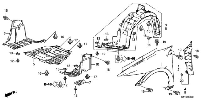 2012 Honda CR-Z Front Fenders Diagram