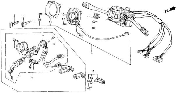 1989 Honda Accord Lock Set *NH1L* (BLACK) Diagram for 35010-SG7-A20ZA