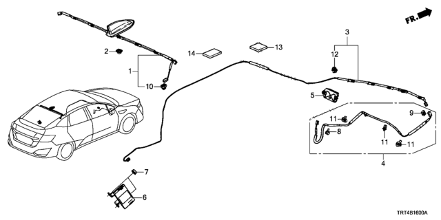 2020 Honda Clarity Fuel Cell Antenna (Crystal Black Pearl) Diagram for 39150-TRT-A52ZA