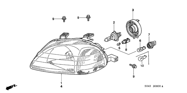 1997 Honda Civic Headlight Diagram