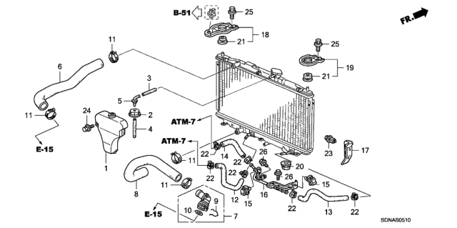 2007 Honda Accord 2 Door EXL KA 5MT Radiator Hose (L4) Diagram