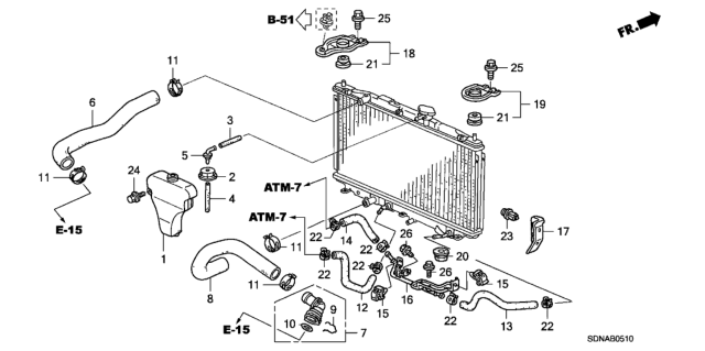 2007 Honda Accord Radiator Hose (L4) Diagram