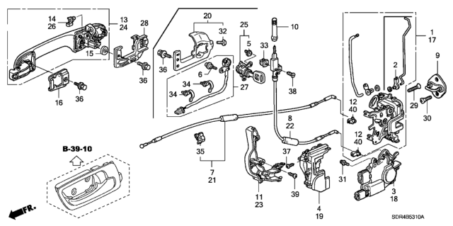 2005 Honda Accord Hybrid Handle Assembly, Left Front Door (Outer) (New Opal Silver Metallic) Diagram for 72180-SDA-A01ZL