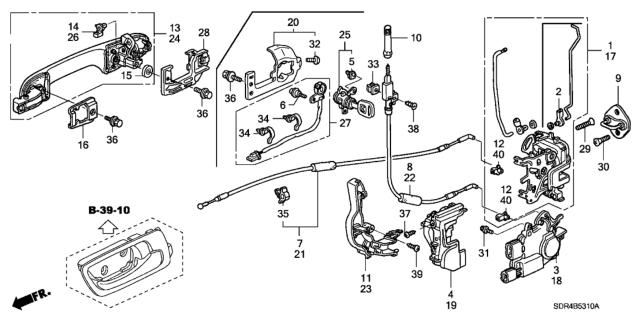 2007 Honda Accord Hybrid Handle Assembly, Right Front Door (Outer) (Tango Red Pearl) Diagram for 72140-SDA-A21ZQ