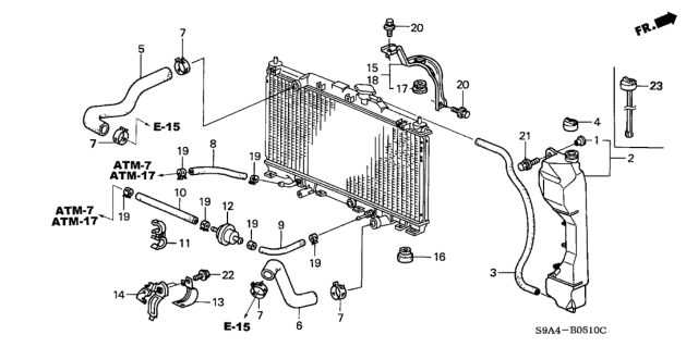 2005 Honda CR-V Radiator Hose - Reserve Tank Diagram