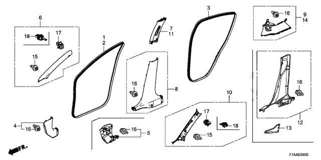 2020 Honda HR-V GARNISH ASSY., L. RR. PILLAR *NH882L* (PLATINUM GRAY) Diagram for 84181-T8K-G01ZA