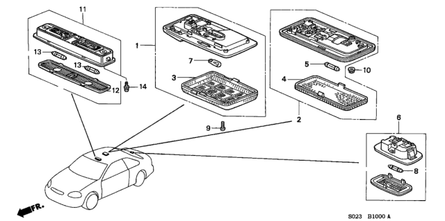 1999 Honda Civic 2 Door EX (ABS) KA 4AT Interior Light Diagram