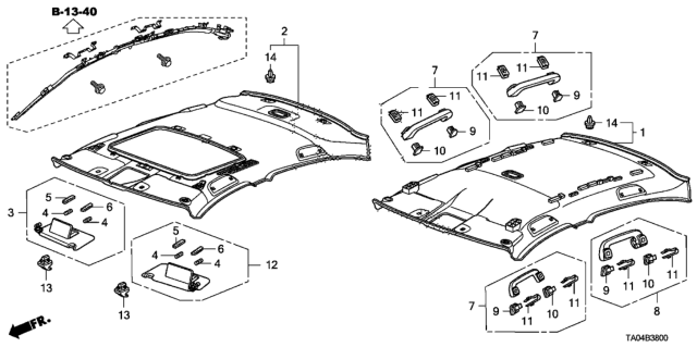 2010 Honda Accord Lining Assy., Roof *NH686L* (Sunroof) (QP LIGHT WARM GRAY) Diagram for 83200-TA1-A82ZA