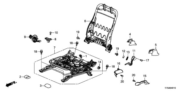 2019 Honda HR-V Front Seat Components (Driver Side) Diagram