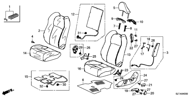 2013 Honda CR-Z Front Seat (Driver Side) Diagram