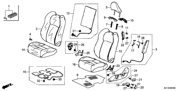 2016 Honda CR-Z Heater, Left Front Seat Cushion Diagram for 81534-SZT-C61