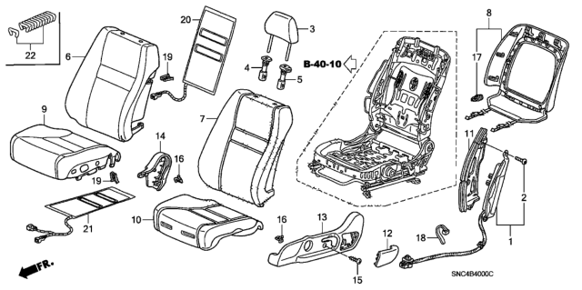2007 Honda Civic 4 Door MX (HYBRID) KA CVT Front Seat (Driver Side) Diagram