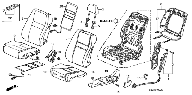 2011 Honda Civic Front Seat (Driver Side) Diagram