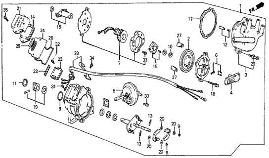 1983 Honda Prelude 2 Door DX KA 5MT Distributor (TEC) Diagram
