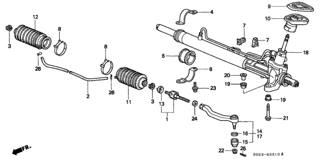 1998 Honda Civic End Set, Rack Diagram for 53010-S04-J51