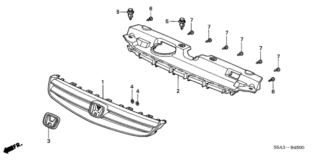 2001 Honda Civic Base, Front Grille (Clover Green Pearl) Diagram for 71121-S5A-003ZC