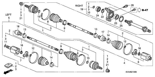 2006 Honda Civic Driveshaft - Half Shaft (1.8L) Diagram