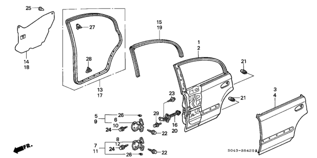 1997 Honda Civic Seal, L. RR. Door Hole Diagram for 72861-S04-000