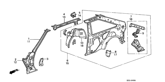 1989 Honda Accord 3 Door LXI KA 5MT Inner Panel Diagram