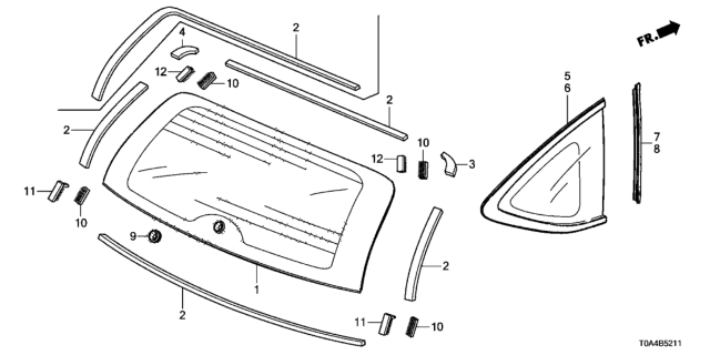 2016 Honda CR-V Rear Windshield - Quarter Windows Diagram