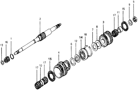 1977 Honda Accord 3 Door STD KA HMT AT Mainshaft Diagram