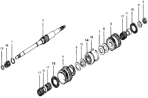 1977 Honda Accord AT Mainshaft Diagram