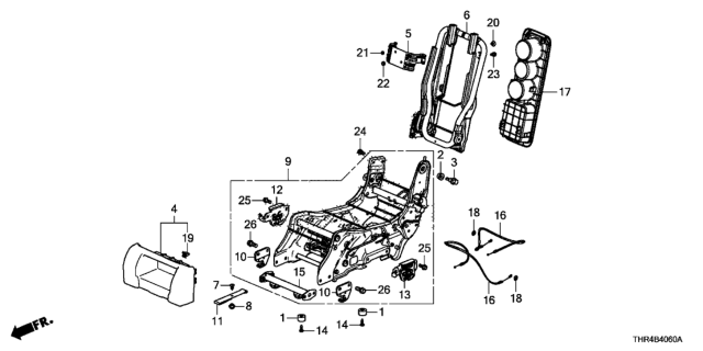 2020 Honda Odyssey Middle Seat Components (Center) Diagram