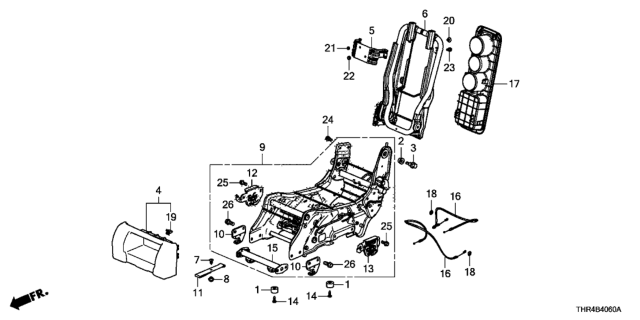 2019 Honda Odyssey Frame, Center Seat Cushion Diagram for 81936-THR-A21