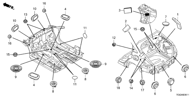 2021 Honda Civic 5 Door EX KA CVT Grommet (Rear) Diagram