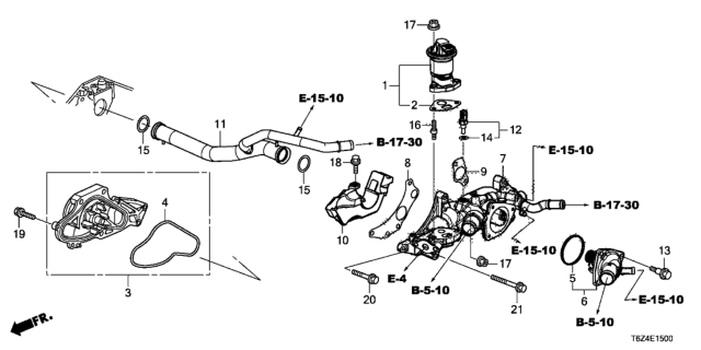 2017 Honda Ridgeline 4 Door RTL (2WD) KA 6AT Water Pump Diagram