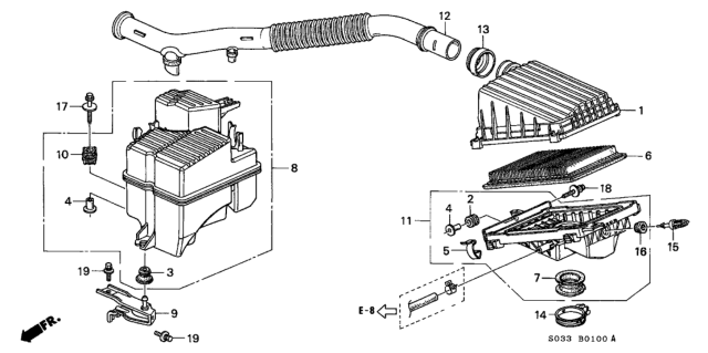 1998 Honda Civic 3 Door DX KA 5MT Air Cleaner Diagram