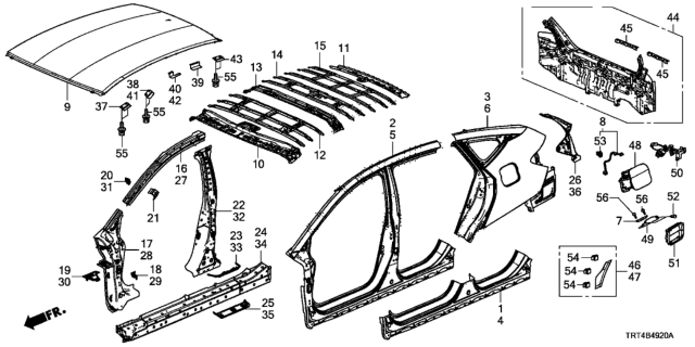 2018 Honda Clarity Fuel Cell Separator L,FR Pl Diagram for 63543-TRT-A01