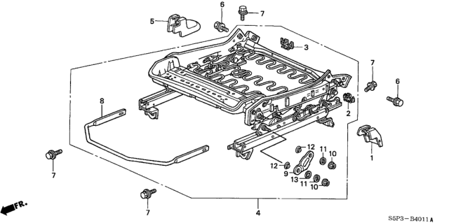 2004 Honda Civic Front Seat Components (Driver Side) (Manual Height) Diagram