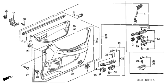 2001 Honda Accord Lining, L. FR. Door *B95L* (LAPIS) Diagram for 83583-S84-A32ZA