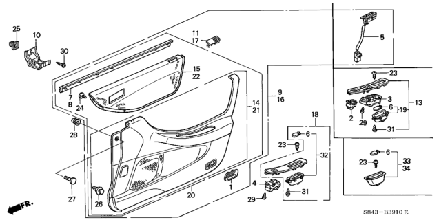 1999 Honda Accord Front Door Lining Diagram