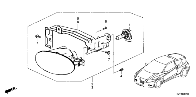 2011 Honda CR-Z Foglight Unit, Passenger Side (Coo) Diagram for 33951-SZT-A01