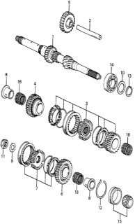 1985 Honda Accord MT Mainshaft - Mainshaft Gears Diagram