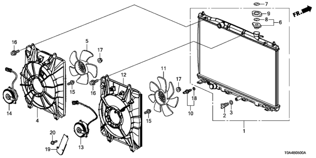 2015 Honda CR-V Radiator Complete Diagram for 19010-5LA-A51