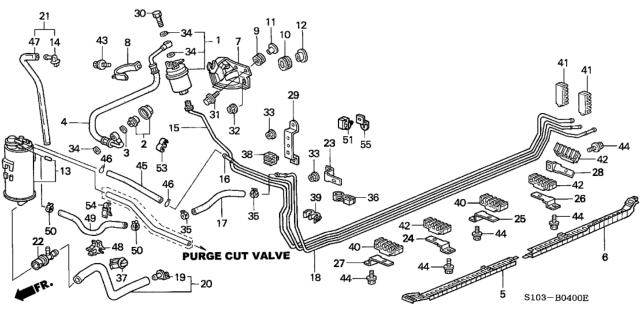 1997 Honda CR-V 5 Door LX (4WD) KA 4AT Fuel Pipe Diagram