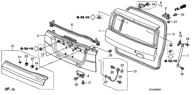 2009 Honda Element Hinge, Tailgate (Lower) Diagram for 68730-SCV-A11ZZ