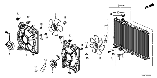 2015 Honda Civic Radiator (Denso) Diagram