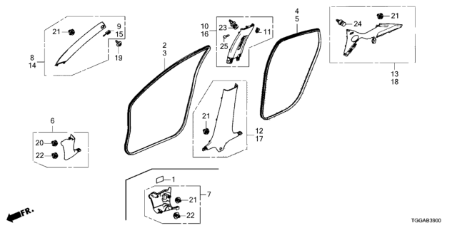 2021 Honda Civic Pillar Garnish Diagram