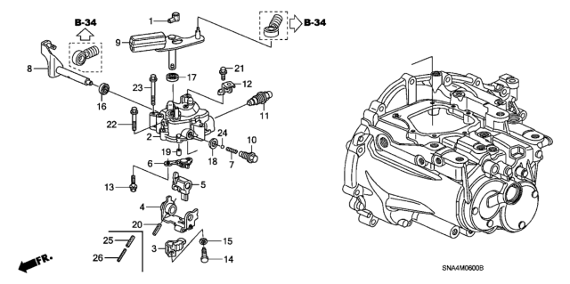 2006 Honda Civic Shift Arm - Shift Lever (1.8L) Diagram