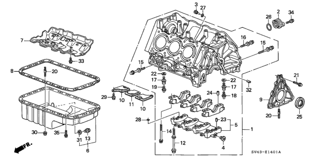 1996 Honda Accord Cover, Bearing Cap Diagram for 11220-P0G-A00