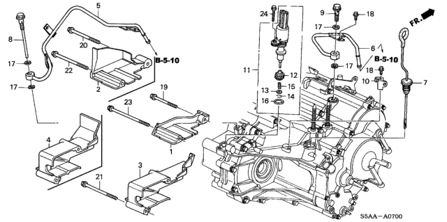 2004 Honda Civic 4 Door LX KA 4AT AT ATF Pipe - Speed Sensor Diagram