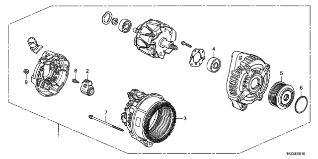 2017 Honda Ridgeline 4 Door RTL (2WD) KA 6AT Alternator (Denso) Diagram