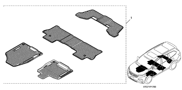 2018 Honda Pilot All Season Floor Mats Diagram